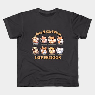 Just A Girl Who Loves Dogs - Adorable Canine Companions Tee Kids T-Shirt